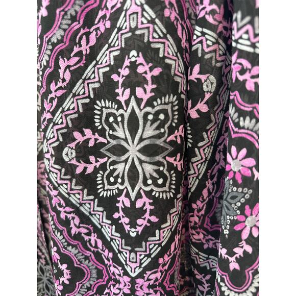 Torrid Women’s Plus Boho Ruana Kimono Duster Open Front 3/4 Sleeve Purple Black - Picture 3 of 8